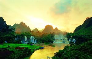 Ban Gioc Detian Waterfall Sunset